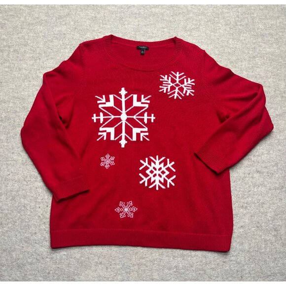Talbots Red Cotton/Cashmere Long Sleeve Winter/Holidays Sweater Size 1X Petite - Picture 1 of 9